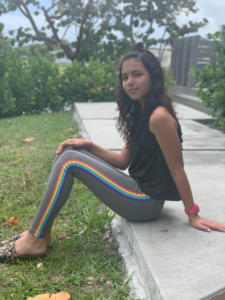 Stripe Rainbow Grey Leggings– Fanilu