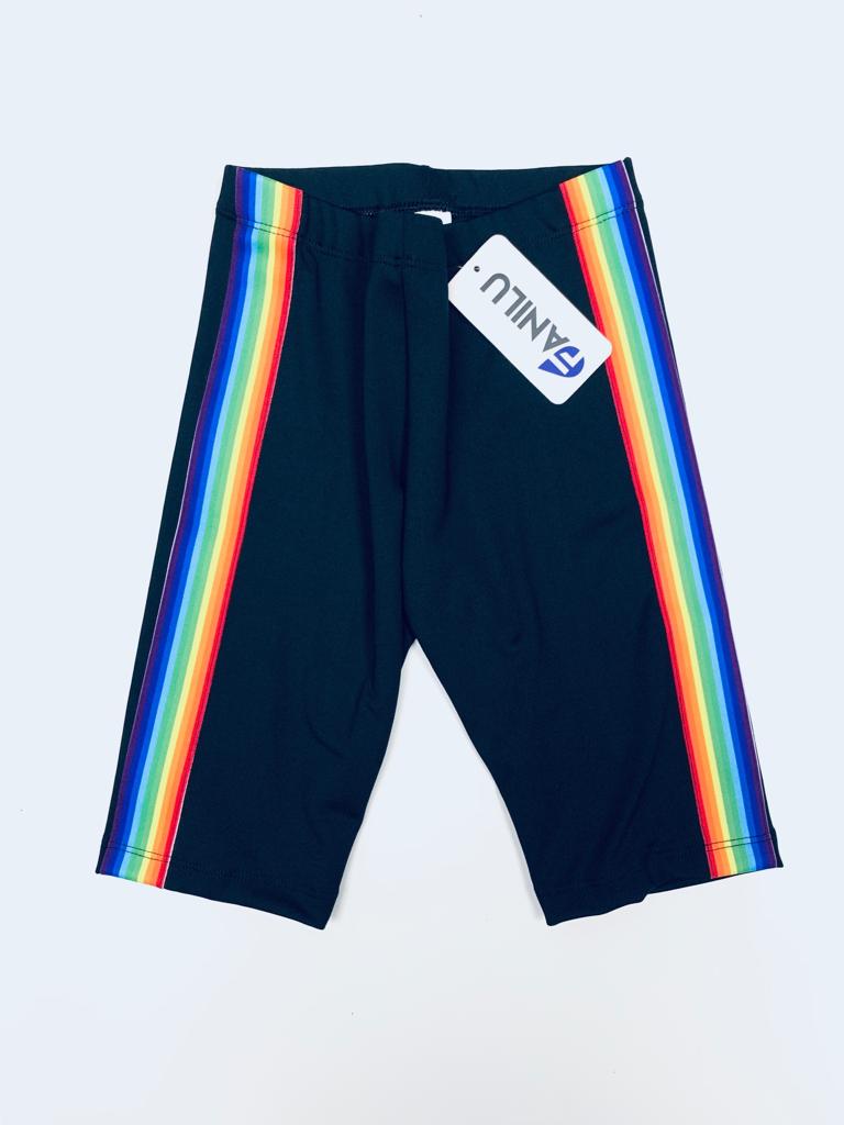 Stripe Rainbow Black Shorts - Fanilu 