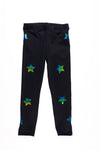 Stars  Multicolor Black Leggings - Fanilu 