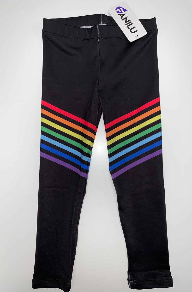 Rainbow Black Leggings - Fanilu 