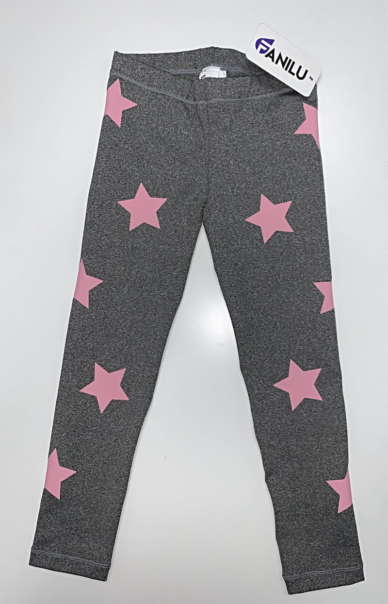 Stars Pink Grey Leggings - Fanilu 